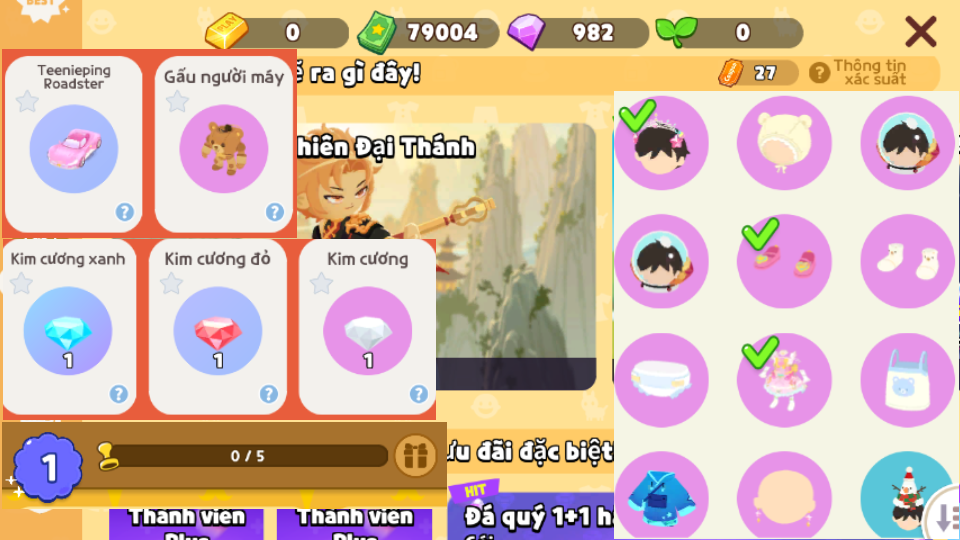 Login Zing. Gấu nhảy, Xe hồng, 9xx kc, 3x ts, 3 viên kim cương